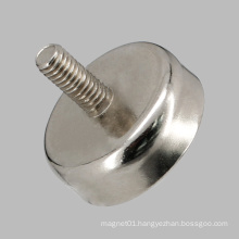 Outer Thread Neodymium Magnet Coating Nickel Round Base Magnets